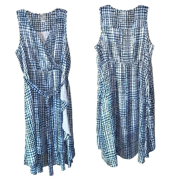 LANE BRYANT Women’s Blue Print Sleeveless V-Neck High-Low Lightweight Size 3X - Picture 1 of 6